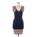 Jealous Tomato Casual Dress - Mini Plunge Sleeveless: Blue Dresses - Women's Size Medium