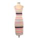 Armani Exchange Casual Dress - Midi Scoop Neck Sleeveless: Gray Stripes Dresses - Women's Size Small