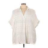 Ulla Popken Short Sleeve Blouse: Ivory Tops - Women's Size 24