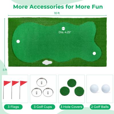 10 x3.3/5 FT Golf Putting Professional Golf Training Mat w/ Golf Balls