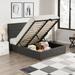 Gray Full Size Upholstered Platform Bed with Underneath Storage - Modern Design, Space-Saving Functionality, Sturdy Structure