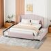 Upholstered Platform Bed with Wingback Headboard and 4 Storage Drawers, Queen Size Linen Bed Frame w/ Slats Support for Bedroom