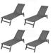 Outdoor 4-Pcs Set Chaise Lounge Chairs,Five-Position Adjustable Aluminum Recliner,All Weather ,Gray Frame/ Gray fabric