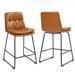 Set of 2 Bauer Brown Faux Leather Counter Stool with Black Iron Legs