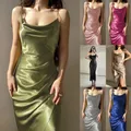 Women's Spring New Strap Women's Dress European and American High end Sexy Spicy Girl Low cut