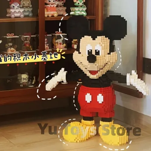 Neue Disney Mickey Baustein Spielzeug 25cm/38cm Puzzle montiert Baustein Spielzeug DIY Cartoon 3D