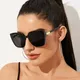 2024 New Cat Eye Women Sunglasses Vintage Designer Fashion Black Sun Glasses Big Frame Cool Sexy