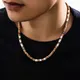 Braune und weiße kleine Holz perlen Ketten Choker Halskette Männer trend ige kurze Perlen Kragen am