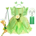 Disney-Costume de fée clochette pour filles costume d'Halloween robe de paupières vert princesse