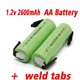 Aa 1 2 v 2600mah wiederauf ladbare Batterie ni mh Batterie grüne Schale Philips Elektro rasierer