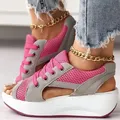 Comode scarpe a rete con plateau donna estate Open Toe Cut Out Net Sneakers donna Casual suola