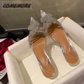 Sandali da donna con tacco alto di lusso strass di cristallo scarpe da sposa da sposa décolleté da
