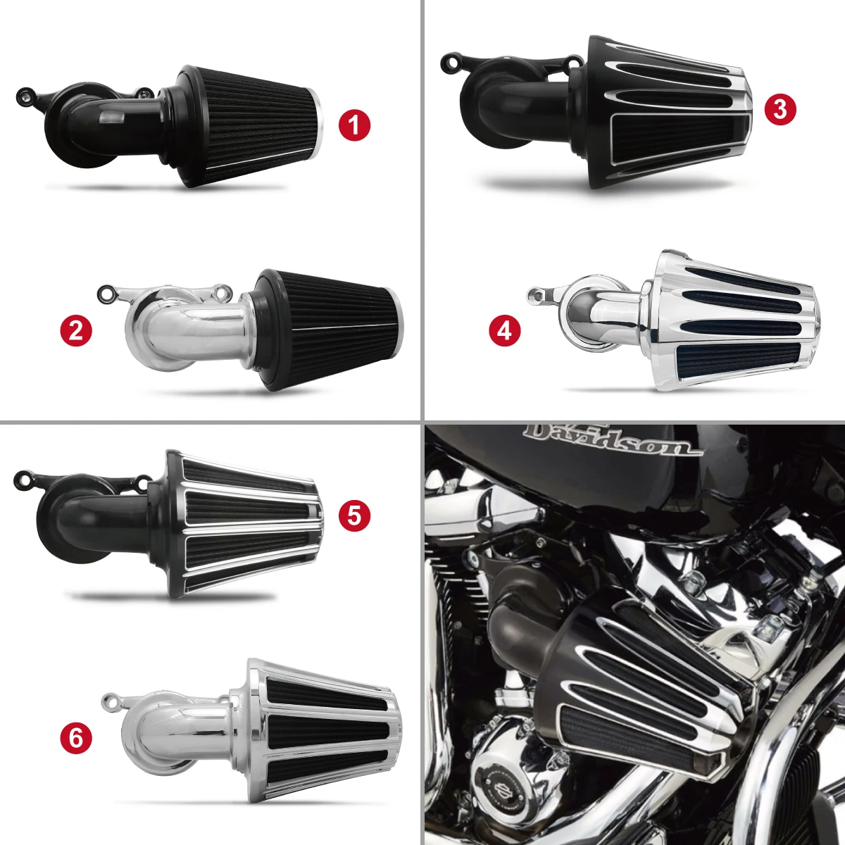 CNC Cut cone Air Cleaner filter Intake kits for harley Sportster XL883 XL1200 IRON 883 1200 48 XL1200V 72 1991-2022