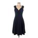 Grace Karin Casual Dress - Party V-Neck Sleeveless: Blue Print Dresses - Women's Size Large