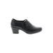 Clarks Ankle Boots: Slip On Chunky Heel Work Black Print Shoes - Women's Size 8 1/2 - Round Toe