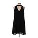 Aqua Cocktail Dress - Mini Plunge Sleeveless: Black Solid Dresses - Women's Size Medium