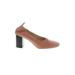 Everlane Heels: Pumps Chunky Heel Classic Brown Print Shoes - Women's Size 9 1/2 - Almond Toe