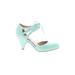 Restricted Shoes Heels: Teal Print Shoes - Women's Size 6 1/2 - Almond Toe