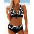 2024 Halter String Bikini Women Swimwear Print Sexy Swimsuit Female Beachwear Bathers Bathing