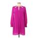 Rieley Casual Dress - Mini Crew Neck Long sleeves: Purple Solid Dresses - Women's Size Large