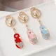 Funny Flip Flops Heart Keychains Slippers Rhinestone Inlaid Crystal Pendant Keyring Car Key Holder