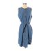 J.Crew Casual Dress - Shirtdress: Blue Dresses - Women's Size 2X-Small