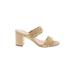 J.Crew Mule/Clog: Slip On Chunky Heel Boho Chic Gold Print Shoes - Women's Size 9 - Open Toe