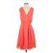 Cupcakes & Cashmere Cocktail Dress - A-Line Plunge Sleeveless: Orange Print Dresses - New - Women's Size 4