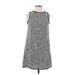 Ann Taylor LOFT Casual Dress - Shift High Neck Sleeveless: Gray Marled Dresses - Women's Size X-Small