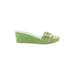 Boden Wedges: Green Print Shoes - Women's Size 41 - Open Toe