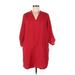 Lush Casual Dress - Shift V-Neck 3/4 sleeves: Red Dresses - Women's Size Medium