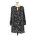 Earthbound Trading Co. Casual Dress - Mini Keyhole 3/4 sleeves: Black Dresses - Women's Size Medium