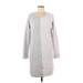 STITCHDROP Casual Dress - Sweater Dress Crew Neck Long sleeves: Gray Dresses - Women's Size Medium