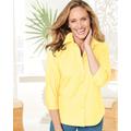 Blair Women's Foxcroft Wrinkle-Free Solid 3/4 Sleeve Shirt - Yellow - 6P - Petite