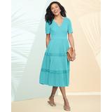 Blair Women's Malibu Gauze Tiered Dress - Blue - L - Misses