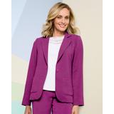 Blair Women's Look-Of-Linen Long Sleeve Blazer - Purple - XL - Misses
