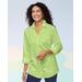Blair Women's Foxcroft Wrinkle-Free Solid Long Sleeve Tunic - Green - 10P - Petite