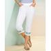 Blair Women's Summer Bouquet Denim Capris - White - M - Misses