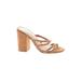 RAYE Heels: Slip-on Chunky Heel Casual Tan Solid Shoes - Women's Size 6 1/2 - Open Toe