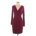 Banana Republic Casual Dress - Wrap: Burgundy Solid Dresses - Women's Size Large Petite