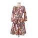 Elizabeth and James Casual Dress - A-Line Scoop Neck 3/4 sleeves: Burgundy Dresses - Women's Size Medium