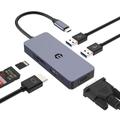 Tymyp USB C Hub 4K HDMI, 6 in 1 Dual Monitor USB C Adapter mit 4K HDMI, VGA, USB 3.0,2, SD/TF kompatibel für Surface Pro/Go, Pad Pro/Air, Laptop und mehr Typ C Geräte