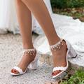 Femme Chaussures à Talons Chaussures de mariage Ballerines Chaussures habillées Mariage Soirée Sandales de mariage Cristal Gland Talon bloc Talon Bottier Bout rond Elégant Polyuréthane Lanière de