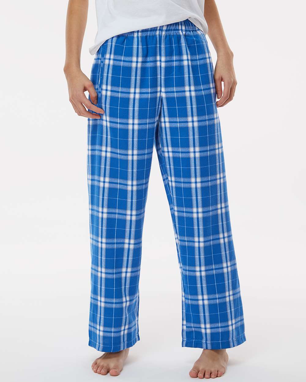 Boxercraft BY6624 Youth Polyester Flannel Pant in Royal/Silver Plaid size Large