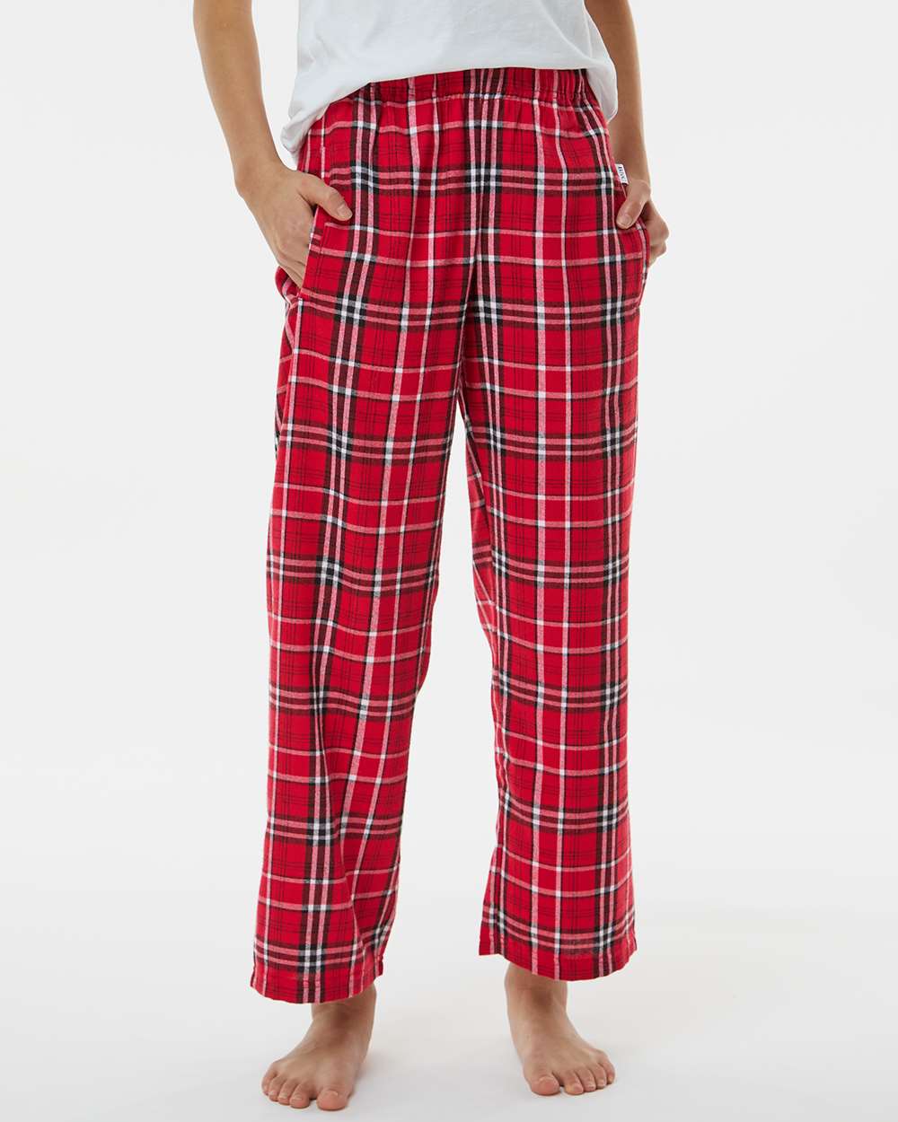 Boxercraft BY6624 Youth Polyester Flannel Pant in Red/White size Small - ShirtSpace