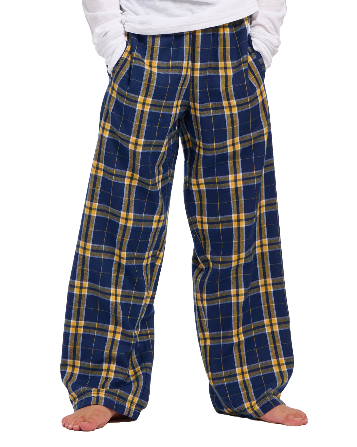 Boxercraft BY6624 Youth Polyester Flannel Pant in Navy Blue/Gold size Small