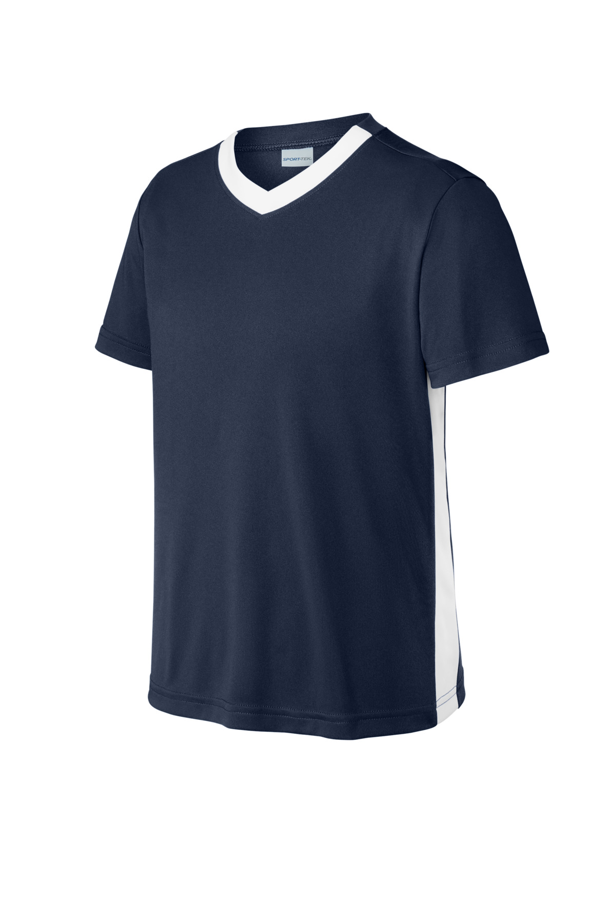 Sport-Tek YST101 Youth Competitor United V-Neck in True Navy Blue/White size Small | Polyester