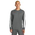 Sport-Tek ST100LS Competitor United Long Sleeve Crew in Iron Gray/White size 2XL | Polyester interlock with PosiCharge Â® technology