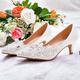 Femme Chaussures à Talons Chaussures de mariage Chaussures habillées Mariage Chaussures de mariée Dentelle Talon de chaton Bout rond Elégant Cuir microbien Mocassins Blanche