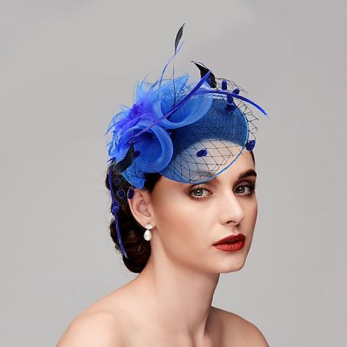 Feder-/Netz-Fascinators Kentucky Derby-Hut/Vogelkäfigschleier mit 1 Stück Kopfbedeckung für Hochzeit/Party/Abend/Damentag